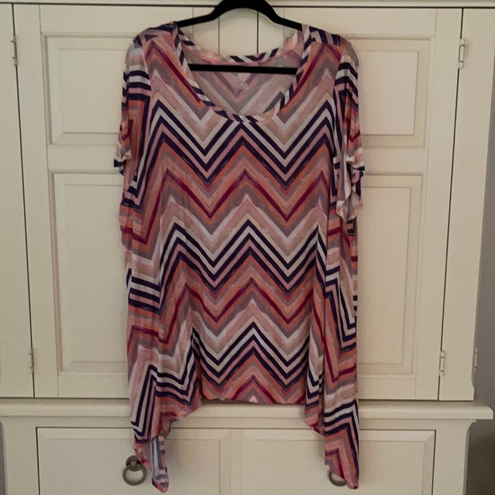 ANA Pink Chevron Top Size 2X